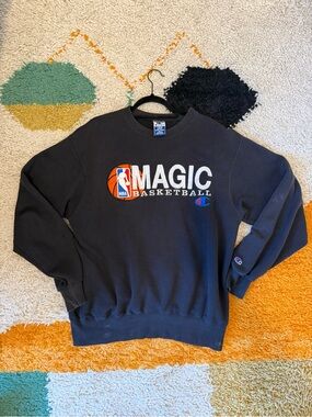 90s Vintage Champion NBA Orlando Magic Black Crewneck Sweatshirt